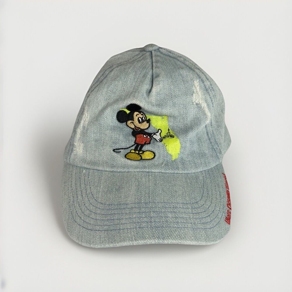 Disney World Mickey Mouse Florida State Map Denim Dad Hat Retro Distressed Cap